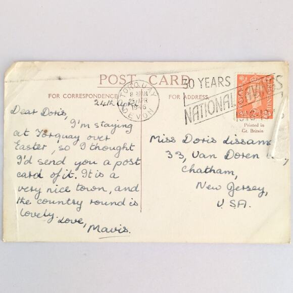 Vintage 1946 Postcard Torquay From Vane Hill Devon England UK Boats Resort - Picture 2 of 2